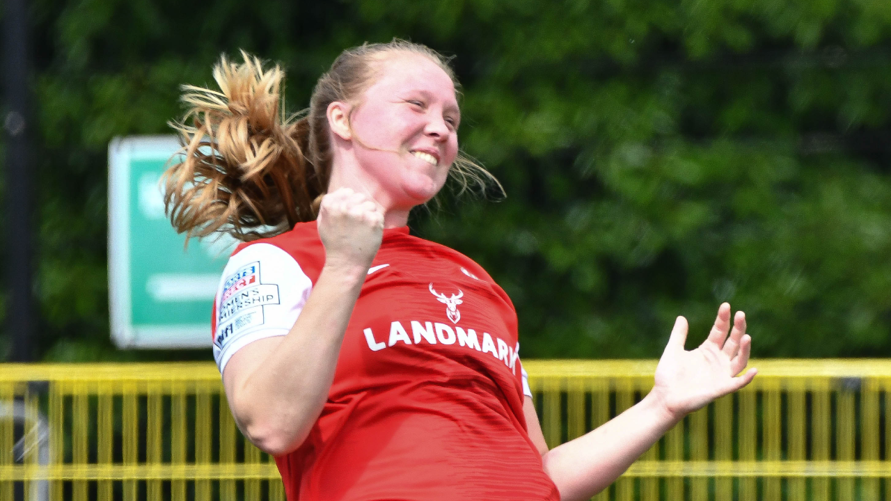 Hollie Johnston celebrating